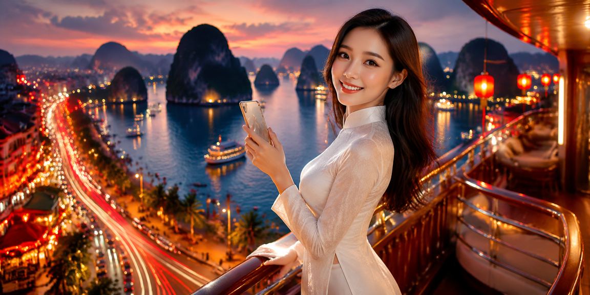 Người chơi truy cập FAQ xsthu7 trên điện thoại tại Vịnh Hạ Long